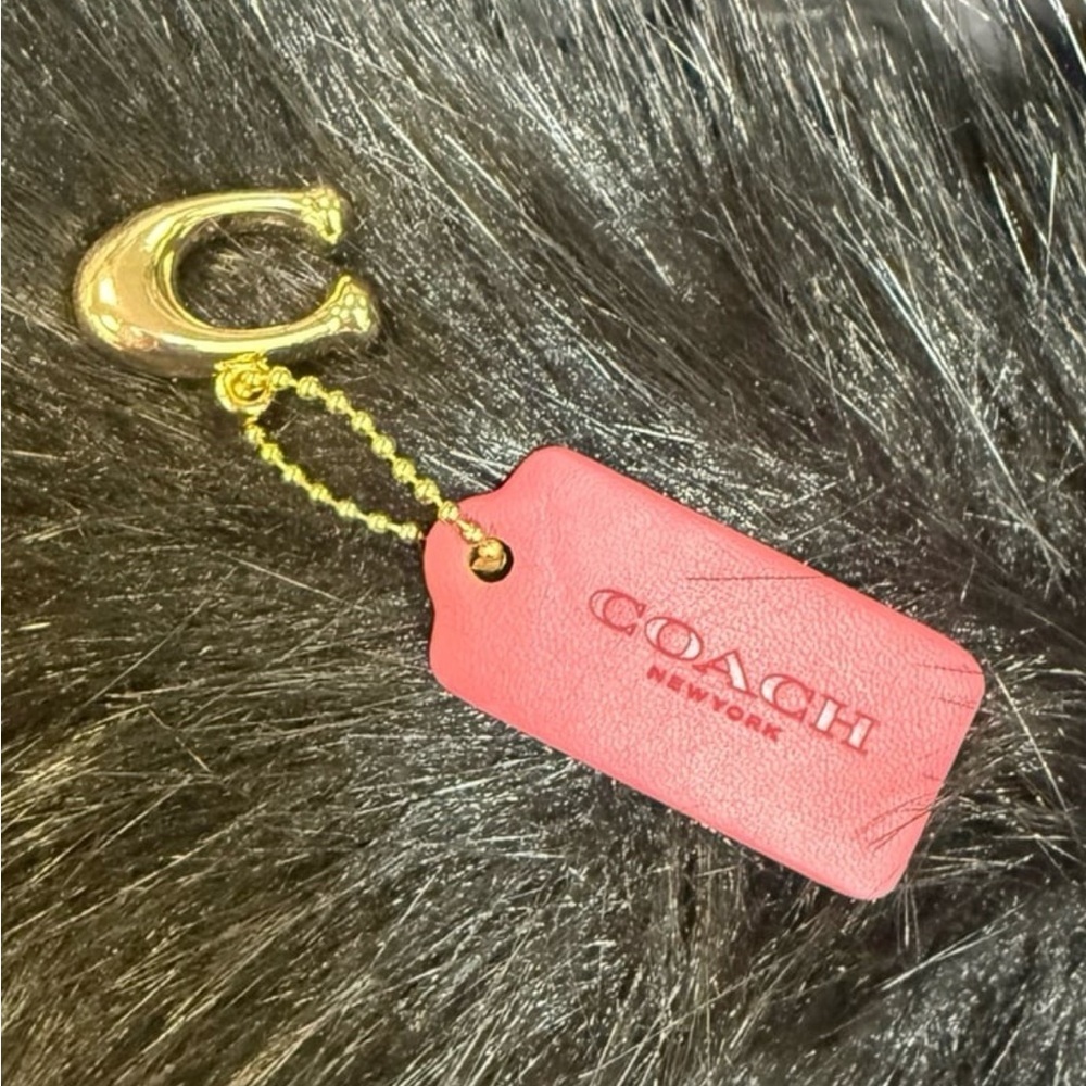 COACH “C” Charm Gold Tone Logo AND Leather Bag Tag with ball chain - Picture 7 of 8